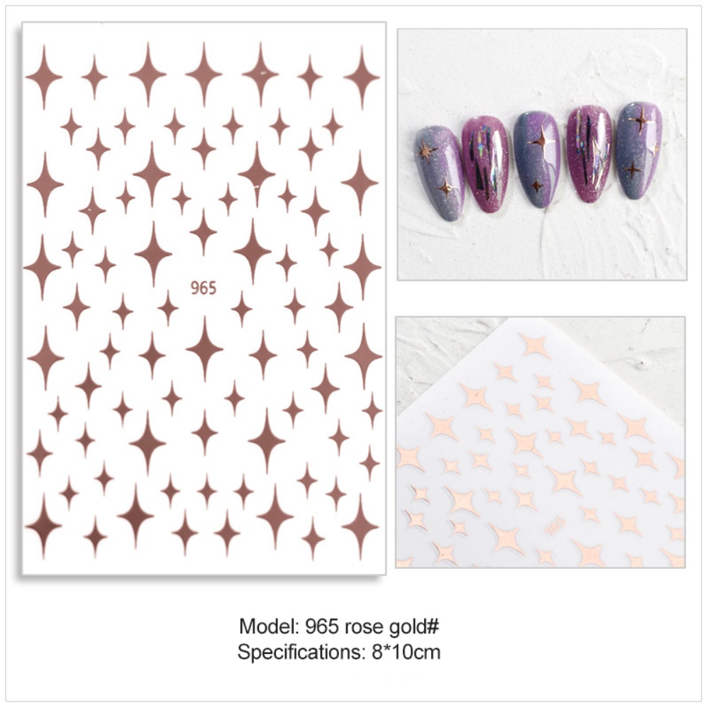 Miếng Dán Trang Trí Móng Tay Hình Ngôi Sao 3D Màu Vàng / Bạc / Đen / Trắng DIY