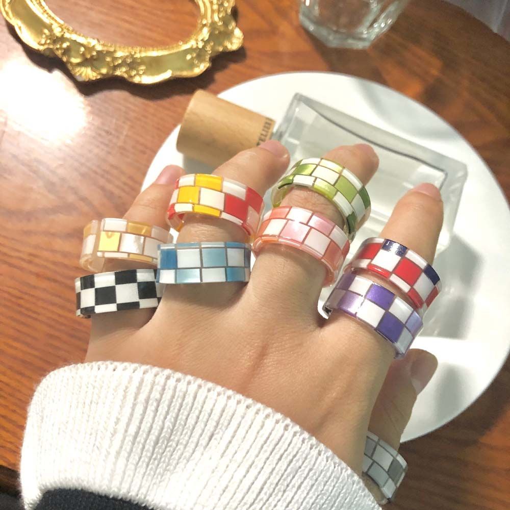 Nhẫn hở họa tiết sọc caro đơn giản thời trang Hàn Quốc cho nữ