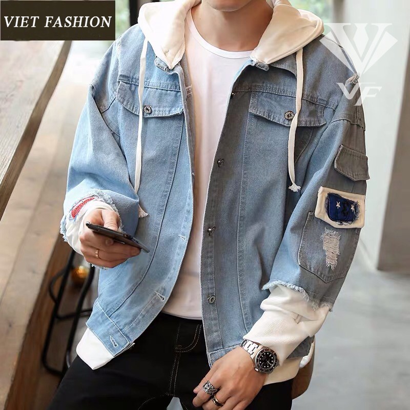 ÁO KHOÁC JEAN XANH MŨ NỈ NAM CAO CẤP THỜI TRANG CHẤT LIÊU ĐẸP PHƯƠNG VI FASHION