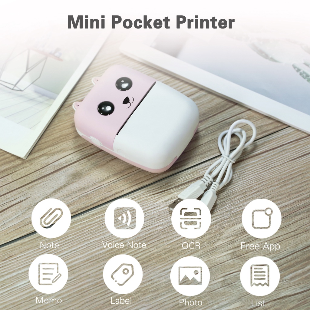 Máy in bill hóa đơn, Máy In Nhiệt Túi Mini Aibecy  in note cầm tay bluetooth cho điện thoại - tặng 3 cuộn giấy in