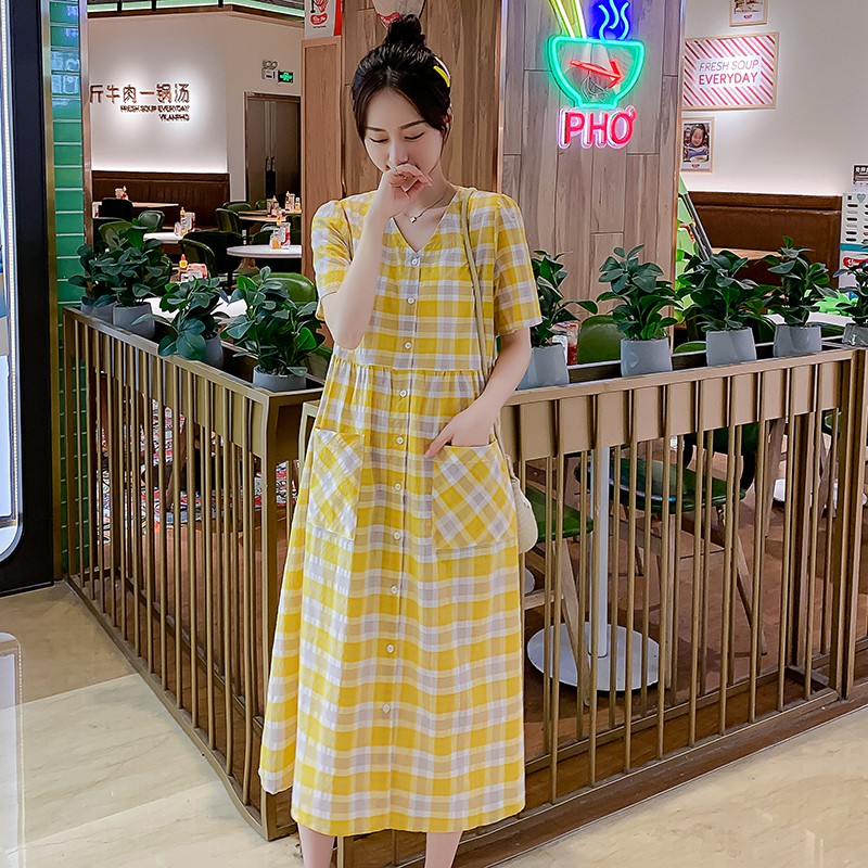 Đầm Maxi Cotton Tay Ngắn Dáng Rộng Plus Size M-2Xl Chất Lượng Cao Cho Mẹ Bầu