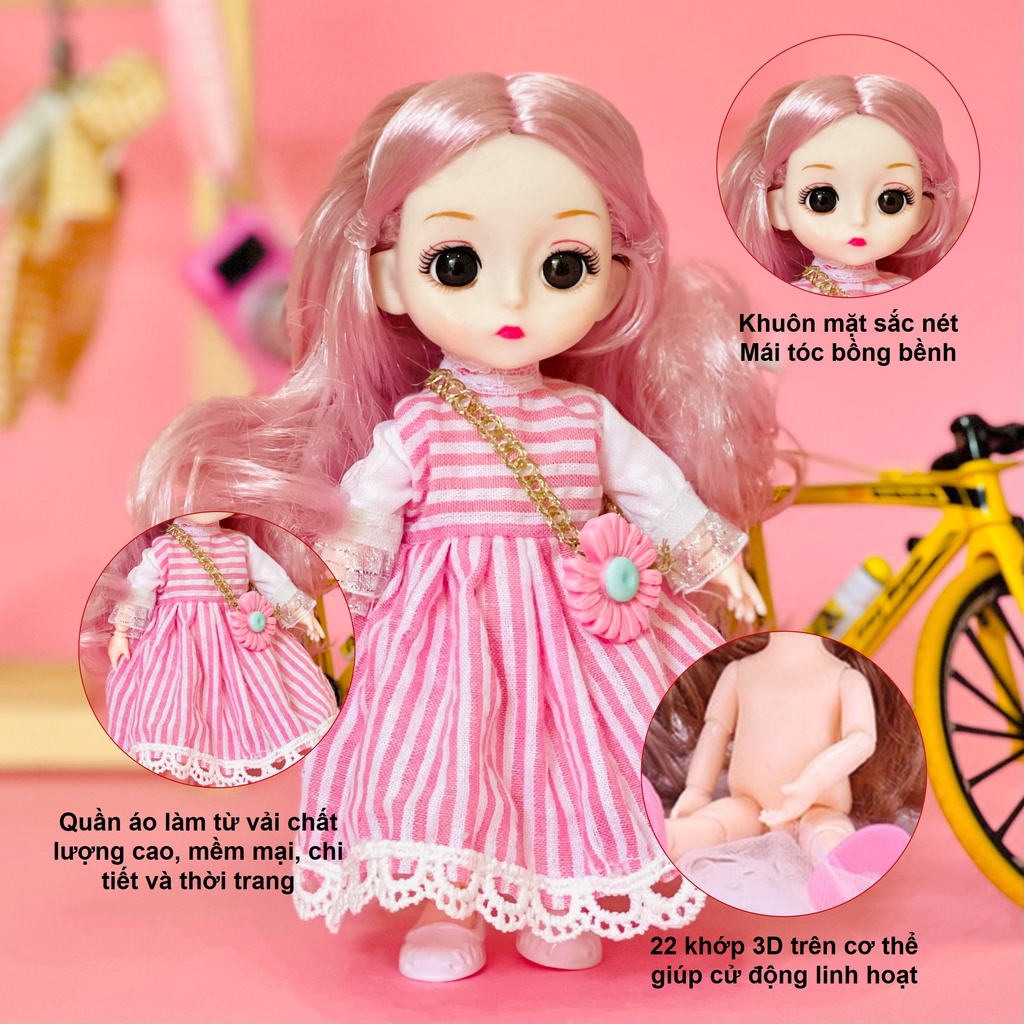 Set đồ chơi búp bê quà tặng cho bé 17cm 22 khớp 3D cử động linh hoạt