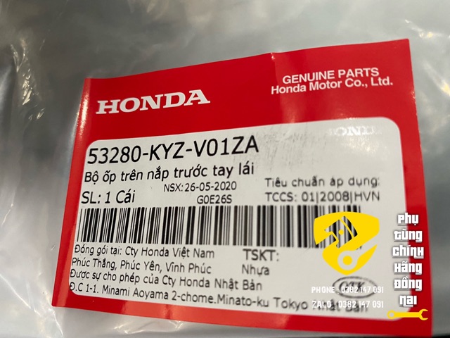 CHẮN GIÓ/BỘ ỐP TRÊN NẮP TRƯỚC TAY LÁI ZIN FUTURE MẬP 125cc 2011-2015 CHÍNH HÃNG HONDA