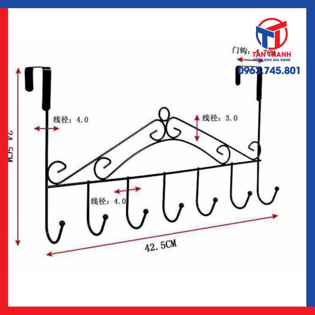 Móc treo nghệ thuật sau cánh cửa. Chịu lực 5kg