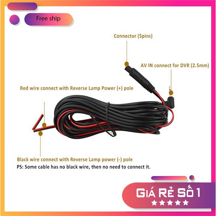 Camera lùi 4 led, chống nước, dài 6m, hỗ trợ nhìn ban đêm cao cấp CM84-4 (Màu đen) B | BigBuy360 - bigbuy360.vn