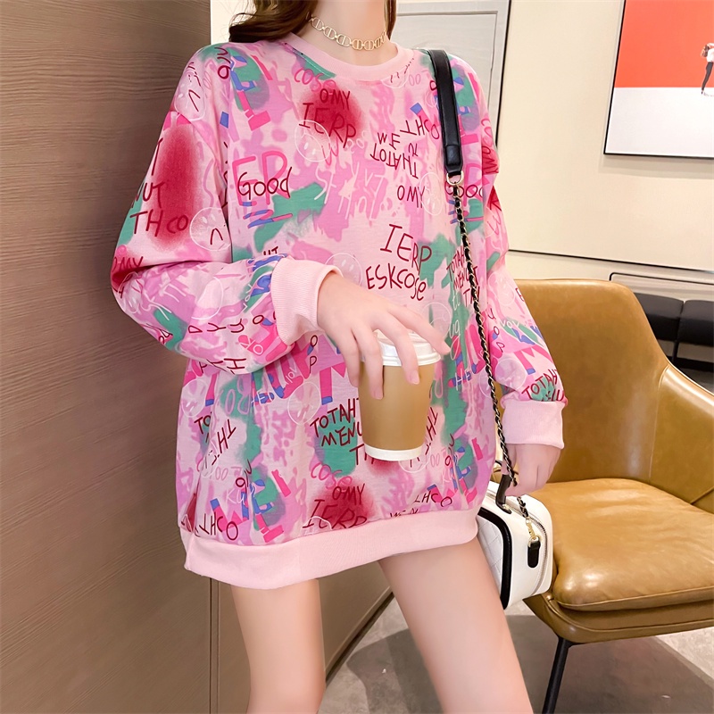 NRVP Áo thun nữ dài tay dáng rộng thời trang Hàn Quốc