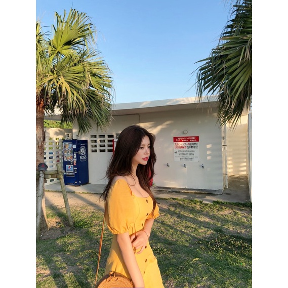 Đầm dáng xòe midi tay ngắn Emilyshop ulzzang