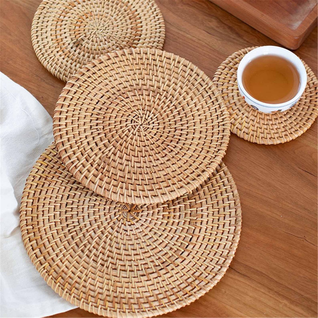 Lót mây lót ly cốc nồi trang trí bàn ăn - Rattan Placemat