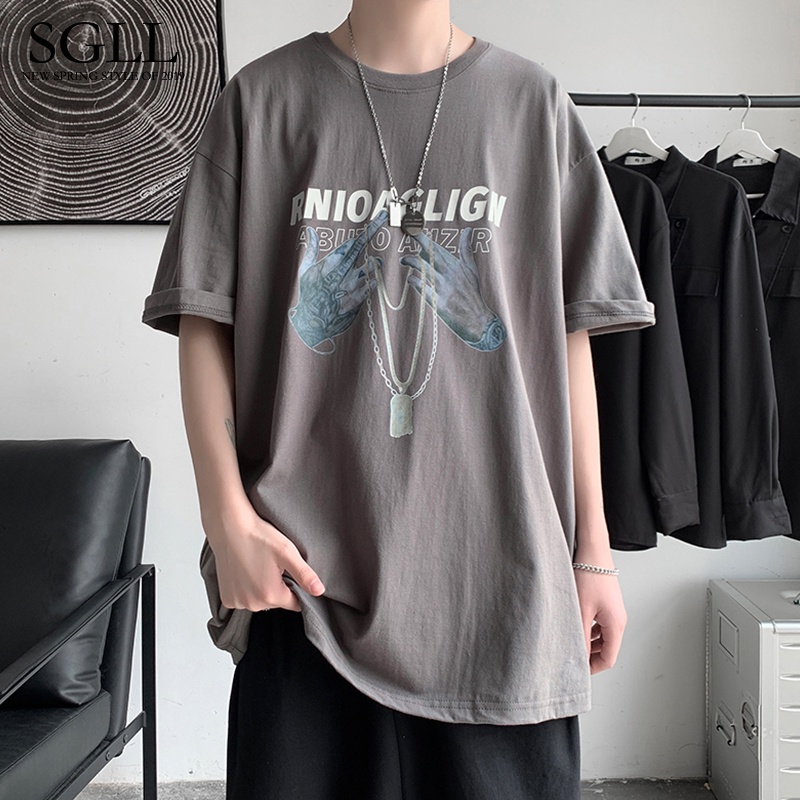 Áo thun ngắn tay phong cách Hip Hop Âu Mỹ cho nam size S-8Xl