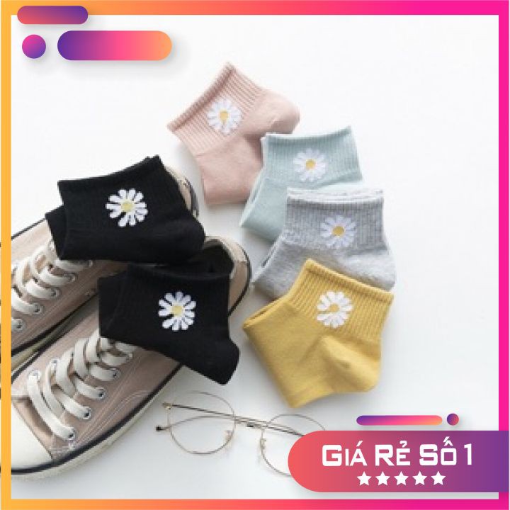 [RẺ VÔ ĐỊCH] Set 10 Đôi Tất Hoa Cúc Hot Trend Kèm Túi Rút Xịn Sò (Vớ Chân)