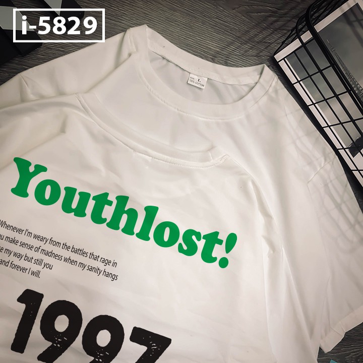 Áo Thun Nữ Màu Trắng Tay Lỡ Form Rộng In Chữ Youthlost 1997 ATN5829