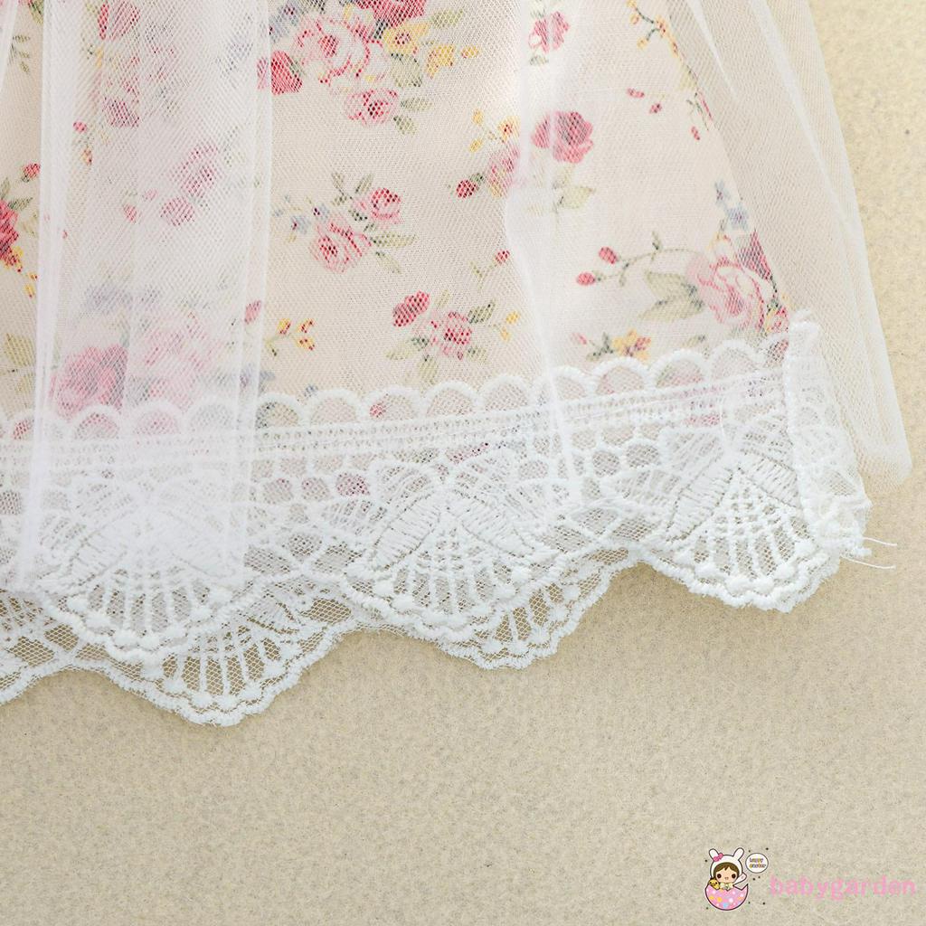 Đầm Dây Họa Tiết Hoa Cho Bé Gái