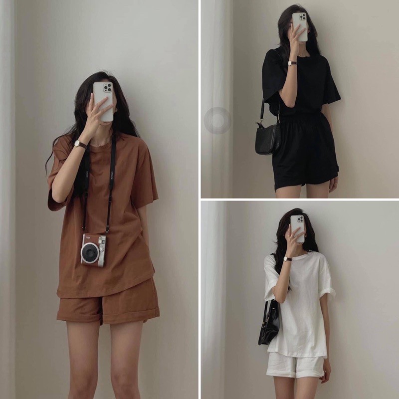 SET TRƠN THỤNG CỘC TAY NỮ 🌸Bộ quần short đùi áo thun from rộng tay lỡ, sooc phông mặc ở nhà ulzzang🌸 | BigBuy360 - bigbuy360.vn