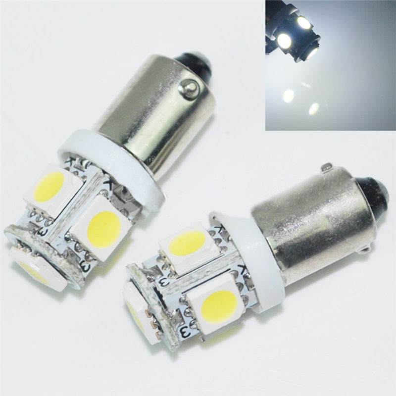 2 đèn pha xe hơi ánh sáng trắng T11 BA9S 5050SMD 5 bóng LED 12V