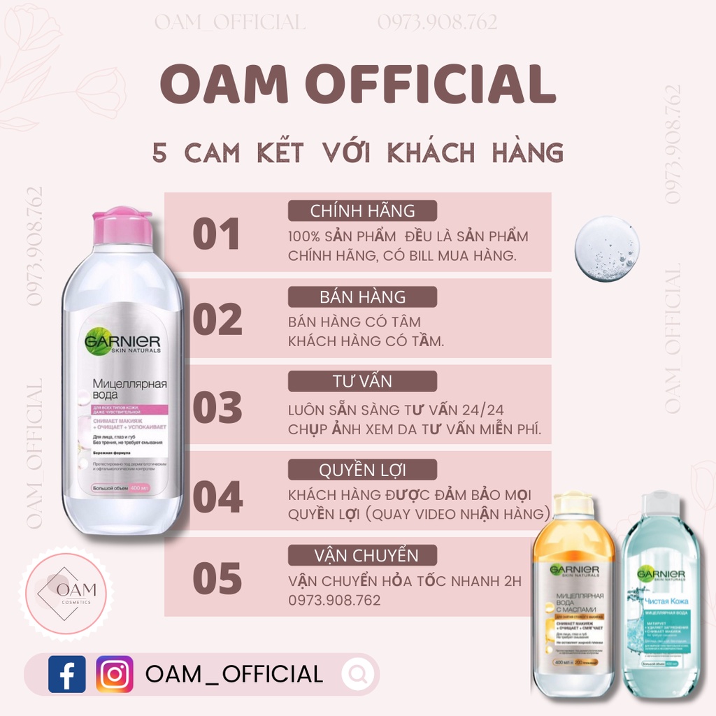 [Loại 400ml] Nước Tẩy Trang Micellar Garnier Hồng/ Vàng/ Xanh Skinactive Cleansing Water | BigBuy360 - bigbuy360.vn