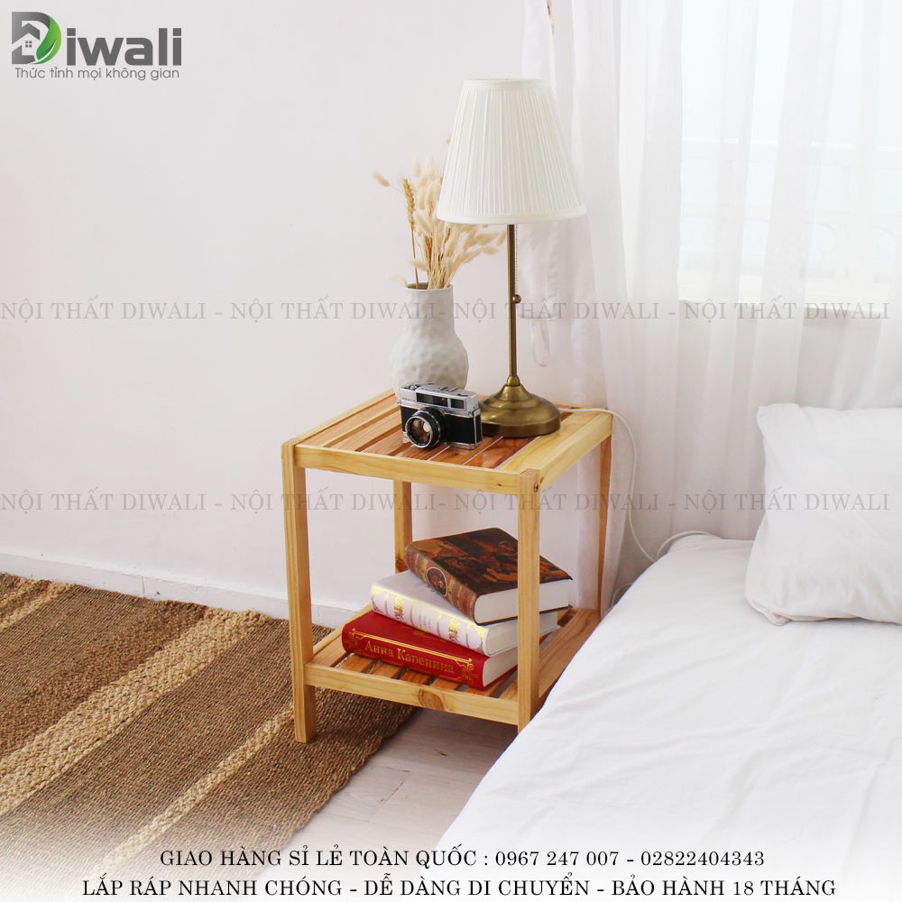 DIWALI - Kệ tủ đầu giường gỗ tự nhiên đa năng