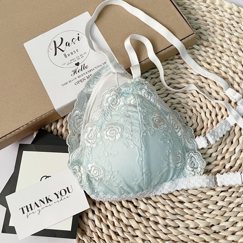 Set đồ lót nội y thiết kế ren hoa xanh