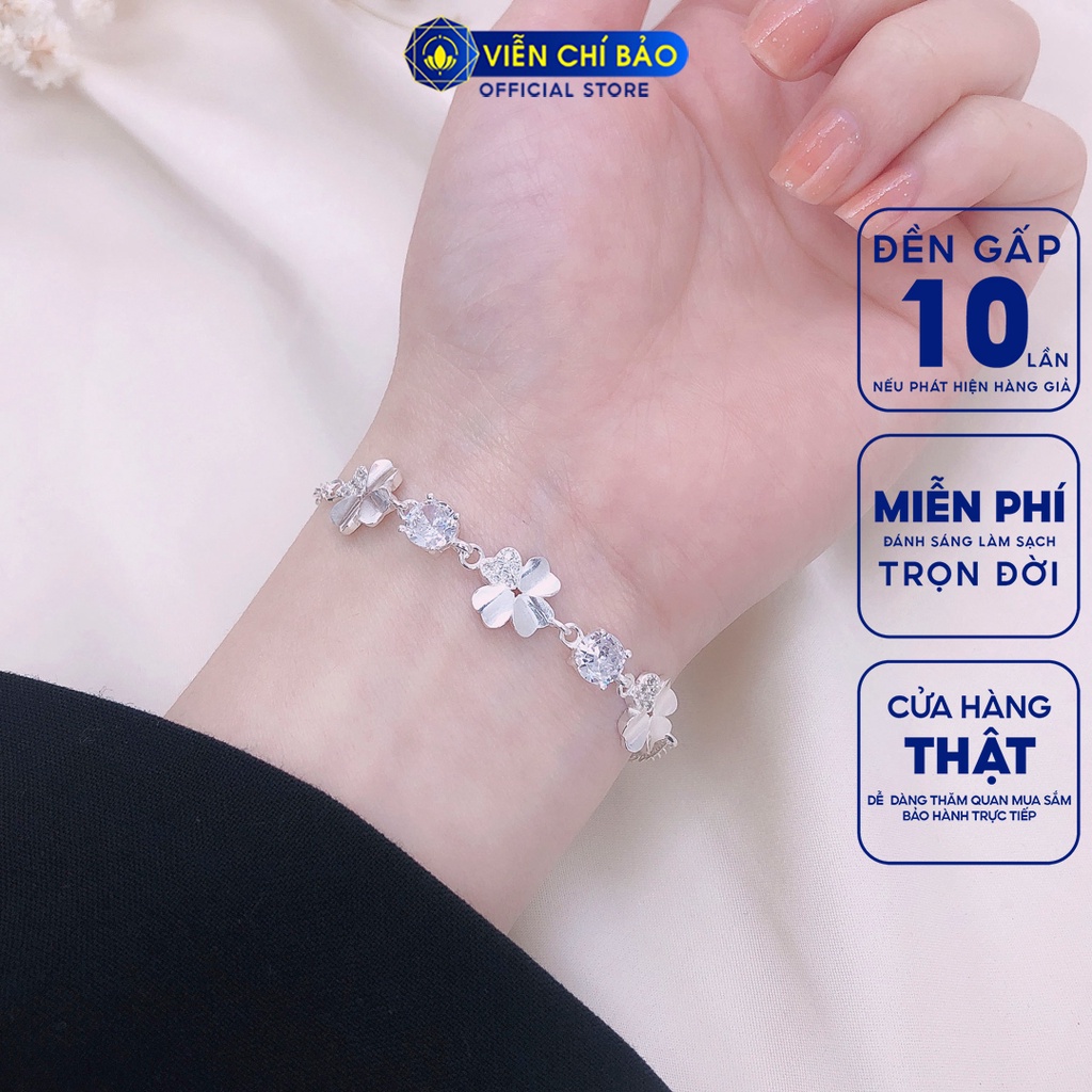 Lắc tay bạc nữ Cỏ bốn lá may mắn chất liệu bạc 925 thời trang phụ kiện trang sức nữ Viễn Chí Bảo L400106