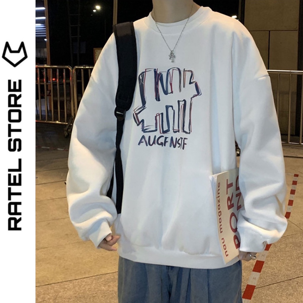 ÁO SWEATER Local Brand NỈ BÔNG THU ĐÔNG " AUGENSTF " UNISEX NAM NỮ FORM RỘNG ULZZANG