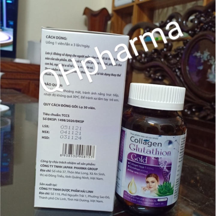 Viên uống Collagen Glutathion Gold hộp 30 viên giúp chống lão hóa,gìn giữ nét xuân