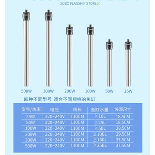 Sưởi SOBO Inox cho hồ cá