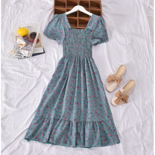 Đầm maxi voan xếp ly