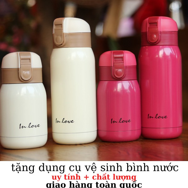 Bình giữ nhiệt IN LOVE bình nước giữa nhiệt inox 360ML LOẠI TỐT bình nước cute