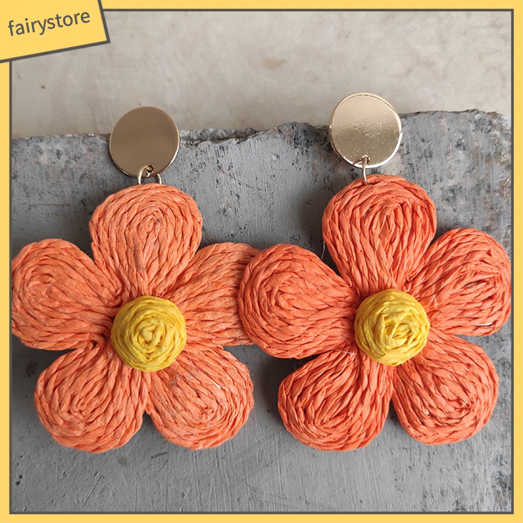 1 Đôi Bông Tai Hình Hoa Màu Sắc Tươi Sáng Phong Cách Kỳ Nghỉ Cho Nữ