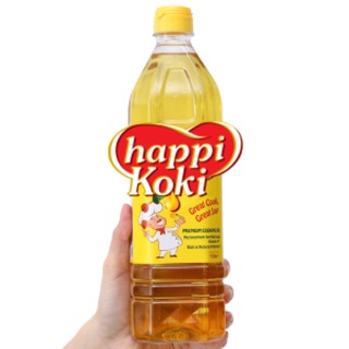 Dầu ăn cao cấp happy koki chai 1 lít hsd: 2022