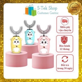Bàn chải đánh răng điện trẻ em V6 - TẶNG HỘP ĐỰNG VÀ KEM ĐÁNH RĂNG, Máy đánh răng chữ U tự động tạo thói quen cho bé