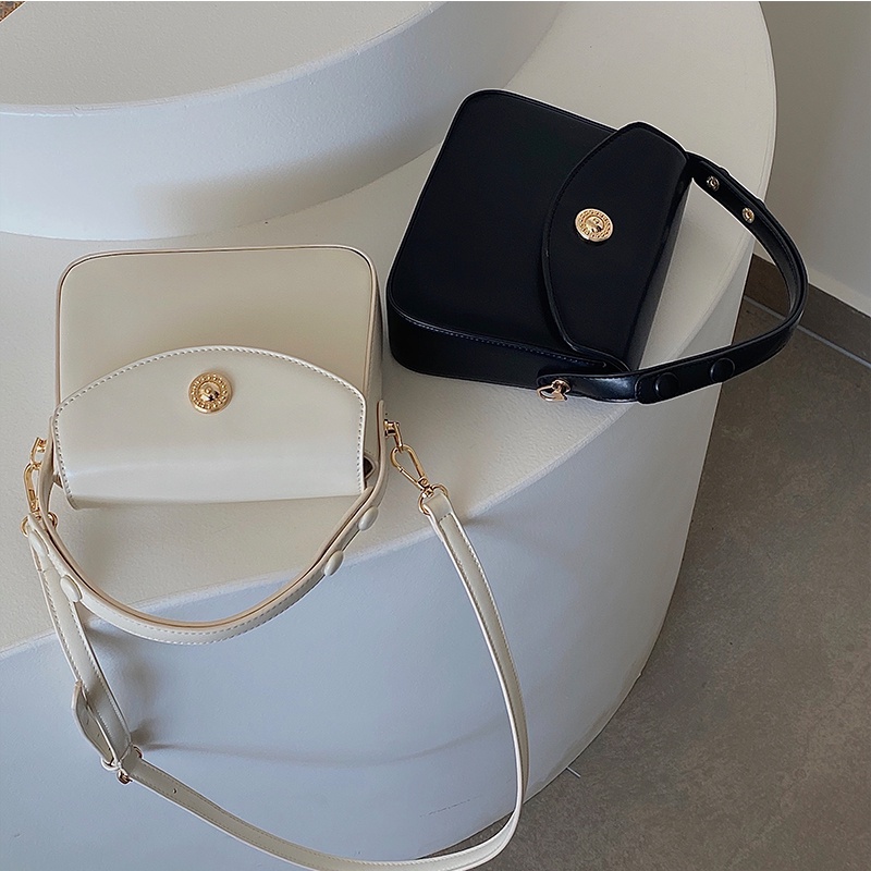 Túi xách nữ đẹp đeo chéo đeo vai kẹp nách cao cấp giá rẻ phong cách Hàn Quốc cúc tròn vintage TX0044 Hana Bags