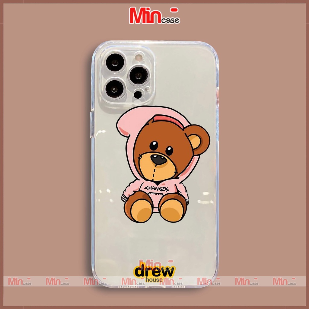 Ốp lưng iPhone Drew chống sốc viền vuông silicon trong suốt bảo vệ camera cho 6/6s/7/8/X/XS/XR/11/12/13 Pro Plus Max
