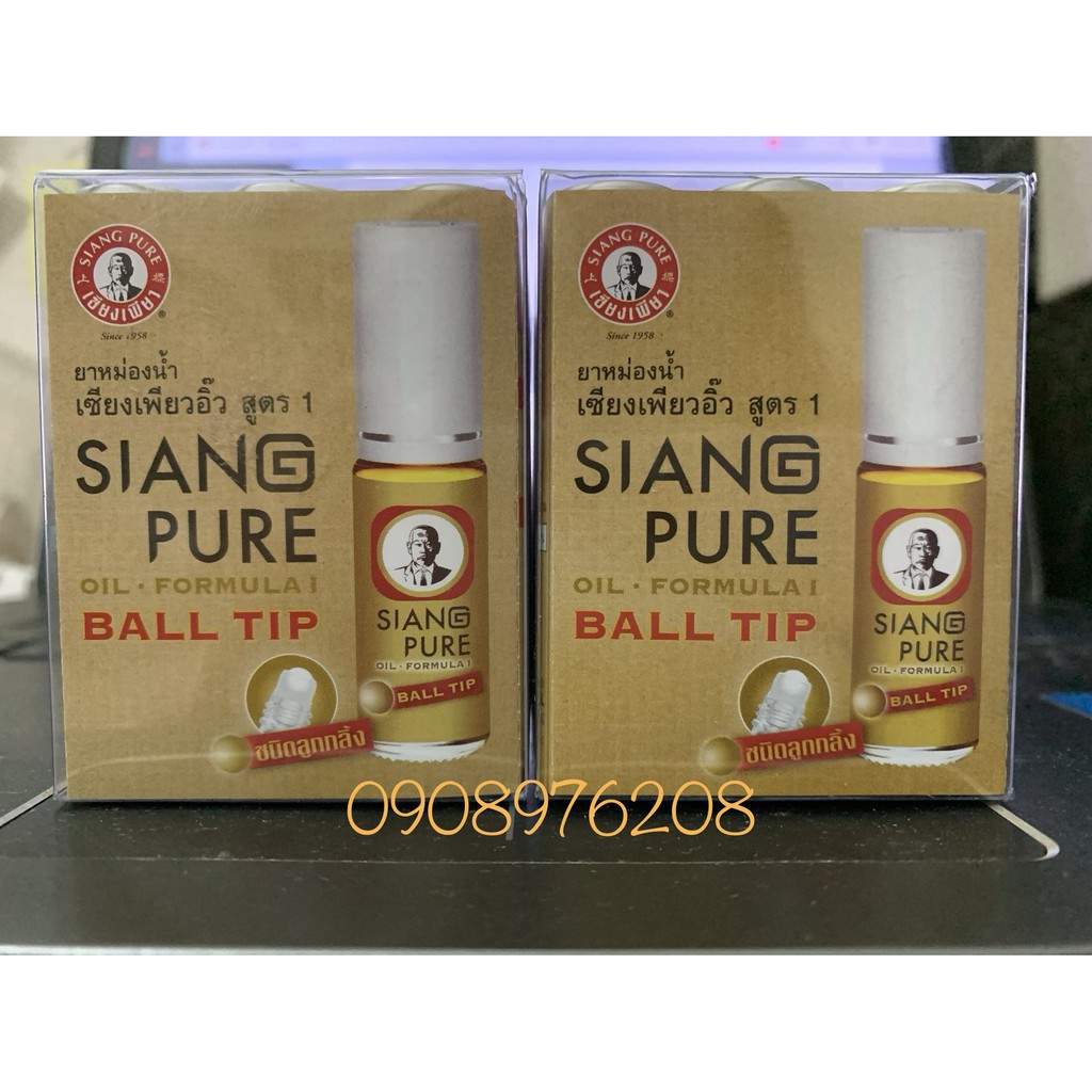 [100% Thái N.D][Hình thật] Dầu lăn ông già Siang Pure Ball Tip Vàng/Trắng