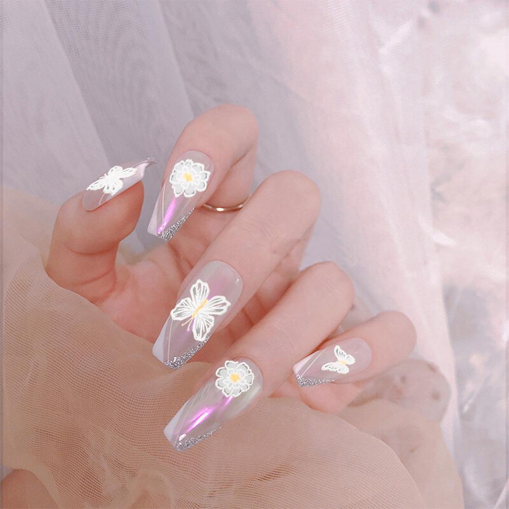 Miếng Dán Trang Trí Móng Tay Hình Hoa Bướm 3D DIY