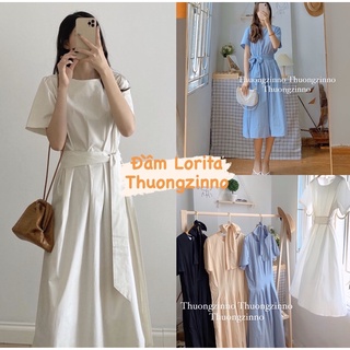 [ẢNH THẬT/VIDEO]Váy Lorita dáng dài Hàn Quốc  Đầm thanh lịch thiết kế xếp li chít eo tôn dáng