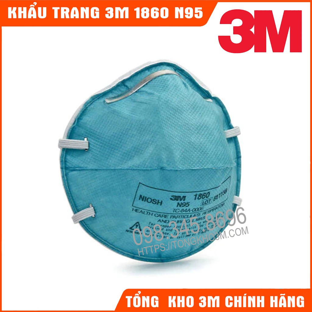 Khẩu Trang 3M 1860 Tiêu Chuẩn N95 Chống Dịch Hiệu Quả Sử Dụng Trong Bảo Hộ Y Tế