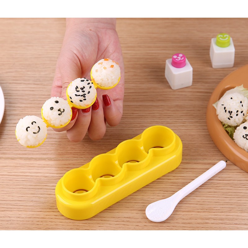 khuôn bento 4 viên kèm 2 máy bấm rong biển tạo mắt mũi