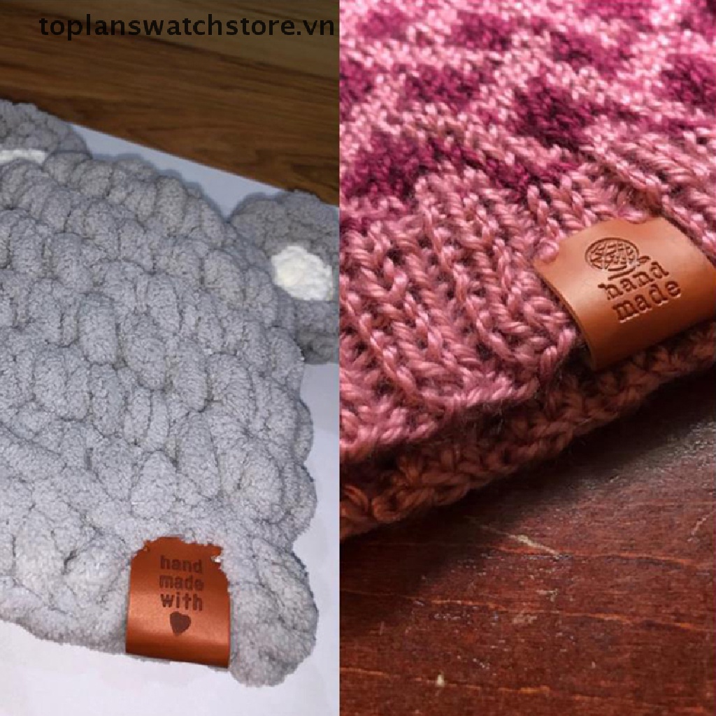 Set 20 Miếng Nhãn Dán Chữ Handmade with Love Bằng Da Tổng Hợp