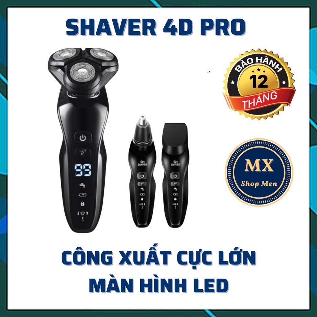 Máy cạo râu SHAVER 4D chống nước đa năng có màn hiển thị pin và chỉnh tốc độ cạo - MX SHOP