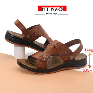 Sandal nam quai hậu - Dép da nam đế cao dạng kếp mềm dẻo tôn dáng tăng chiều cao rửa chân thoải mái , lịch sự HT.NeO SD4