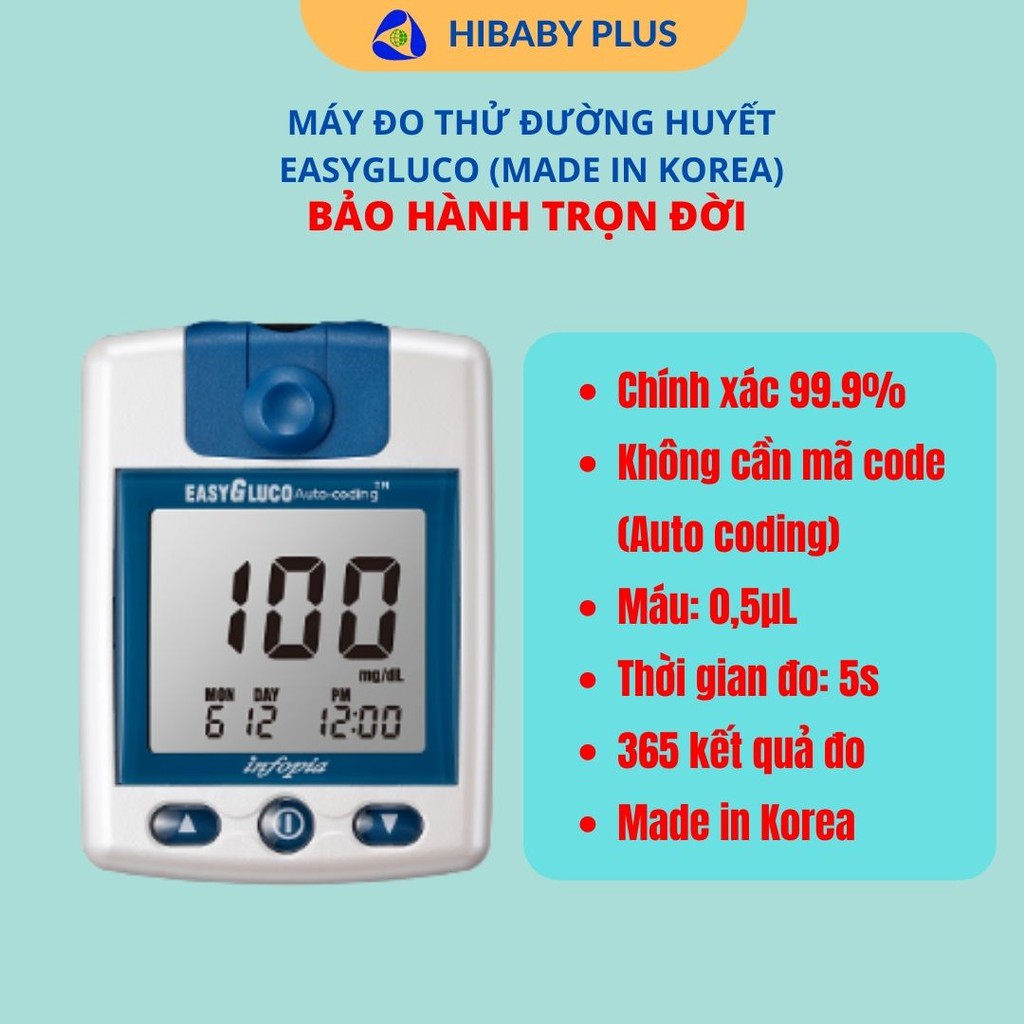 Máy đo, thử tiểu đường Easy Gluco đủ bộ - Tặng 25 que thử, thử tiểu đường nhanh chính xác như Omron On Call