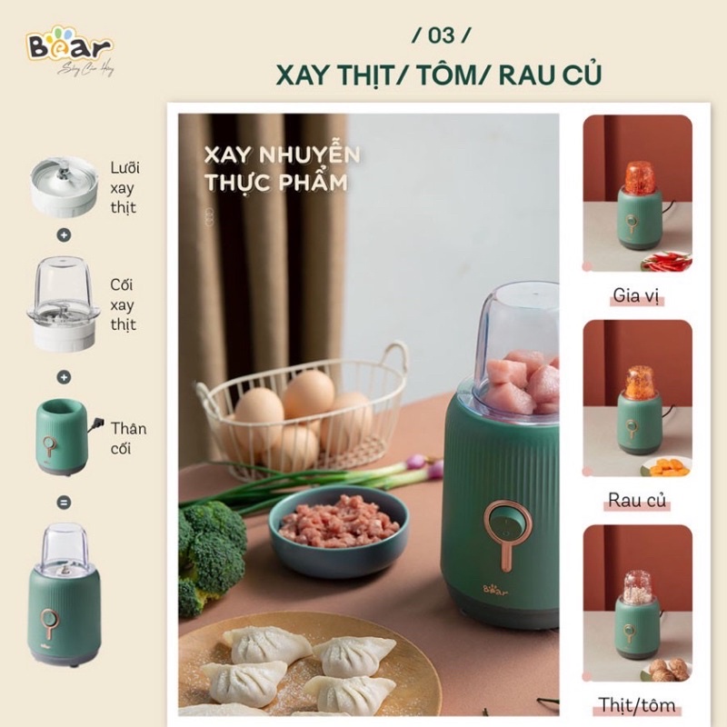 MÁY XAY BEAR 3 CỐI XANH