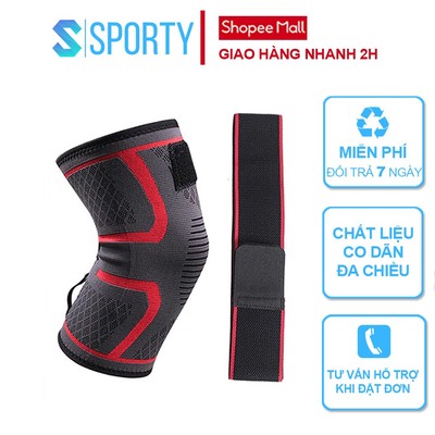 Băng quấn đai thể bảo vệ đầu khớp gối SPORTY 1123X vải dệt tích hợp đai đeo lò xo tránh chấn thương