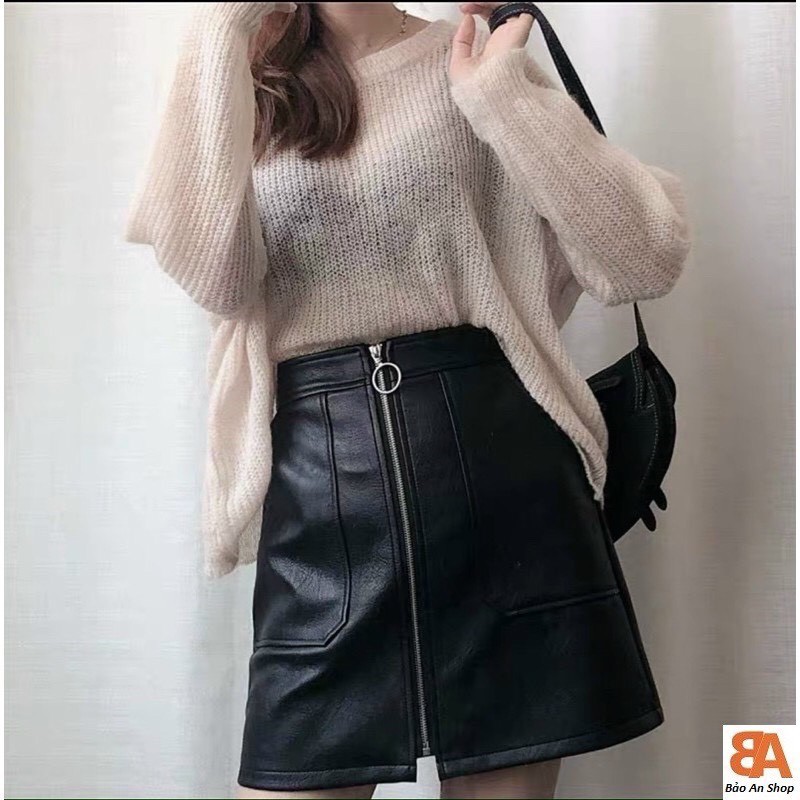 Chân váy da khóa trước cá tính | BigBuy360 - bigbuy360.vn