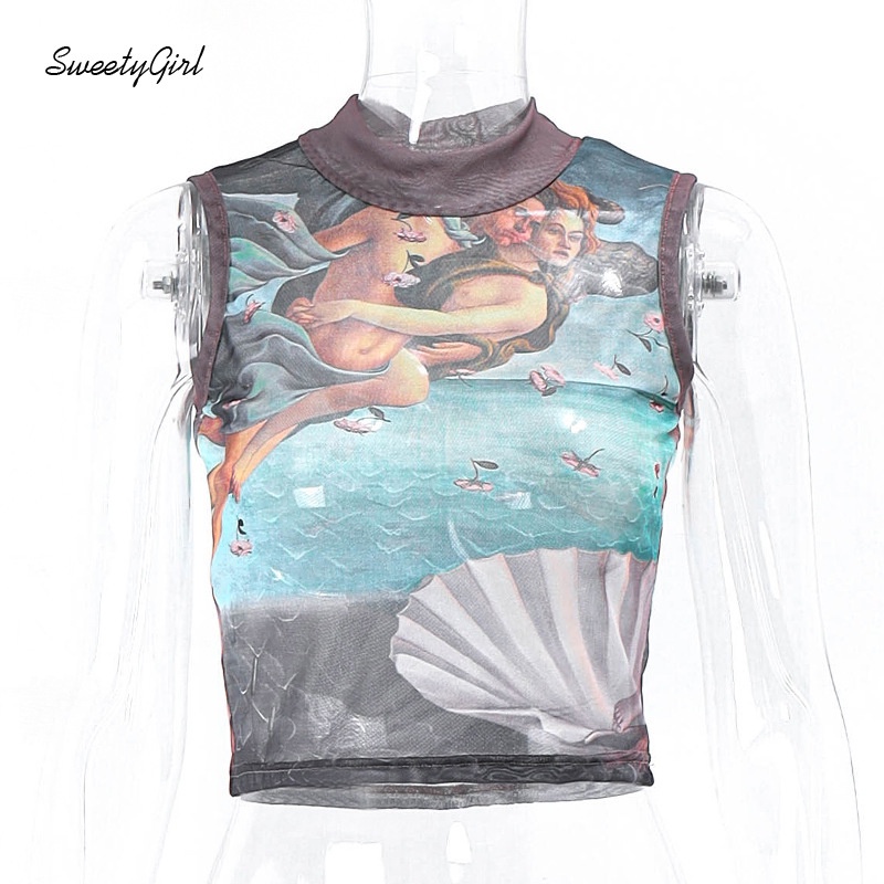 Áo Tank Top Cổ Tròn In Họa Tiết Hoạt Hình Thời Trang 2022 Cho Nữ