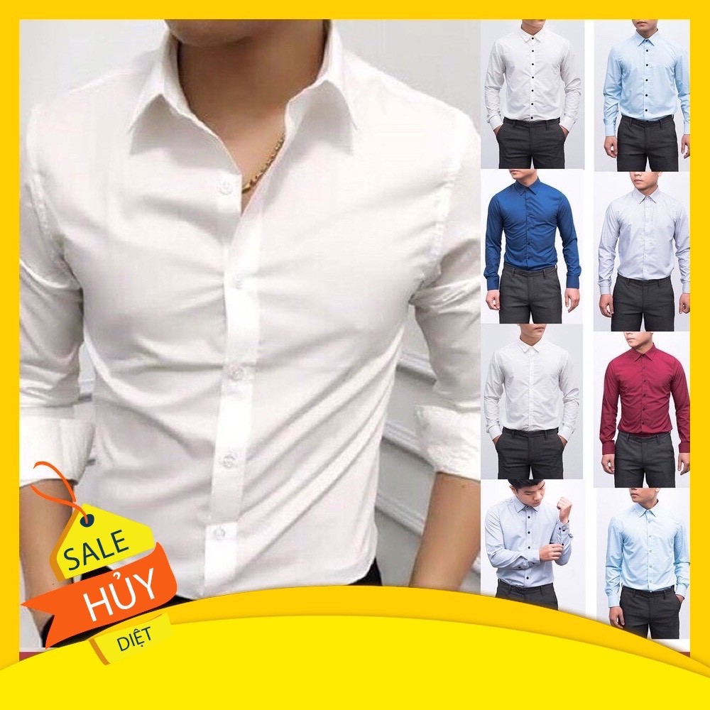 Áo Sơ Mi Trắng Dài Tay Slimfit Phong Cách Thời Trang Hàn Quốc Siêu Hot