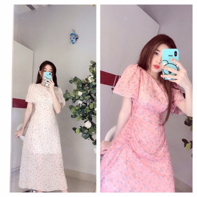 Đầm dây rút tay loe (hình thật+video)