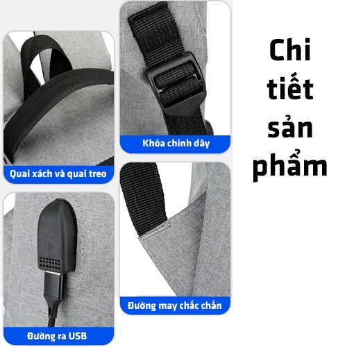 Balo Laptop Phản Quang, Cặp Đựng Máy Tính Cá Nhân Kích Thước 15.6 inch Có Cổng USB Đẹp Và Chống Sốc Giá Rẻ - 1331