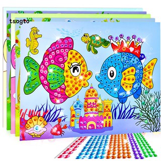 Set 4 tranh khảm dán đá pha lê DIY giáo dục trẻ em