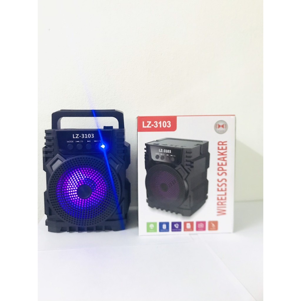 Loa Bluetooth mini xách tay lz3103 nhỏ gọn âm thanh siêu hay đèn led nhấp nháy Hỗ trợ cắm thẻ nhớ, USB 4.9 đèn LED chớp